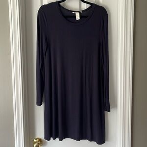 H&M Basics Long Sleeve Dress Navy Blue